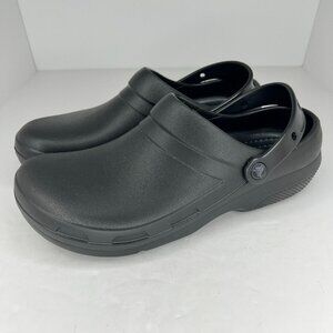 Crocs Mens Black Slip On Solid Round Toe Low Top Rubber Size 12M Clog Shoes